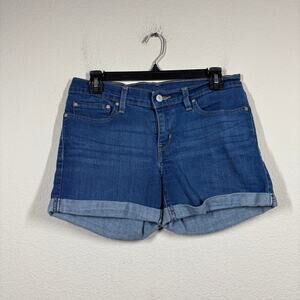Levi's Womens Size 28 Cuffed Jeans Short Denim Blue Mid Rise Cotton Blend Pocket